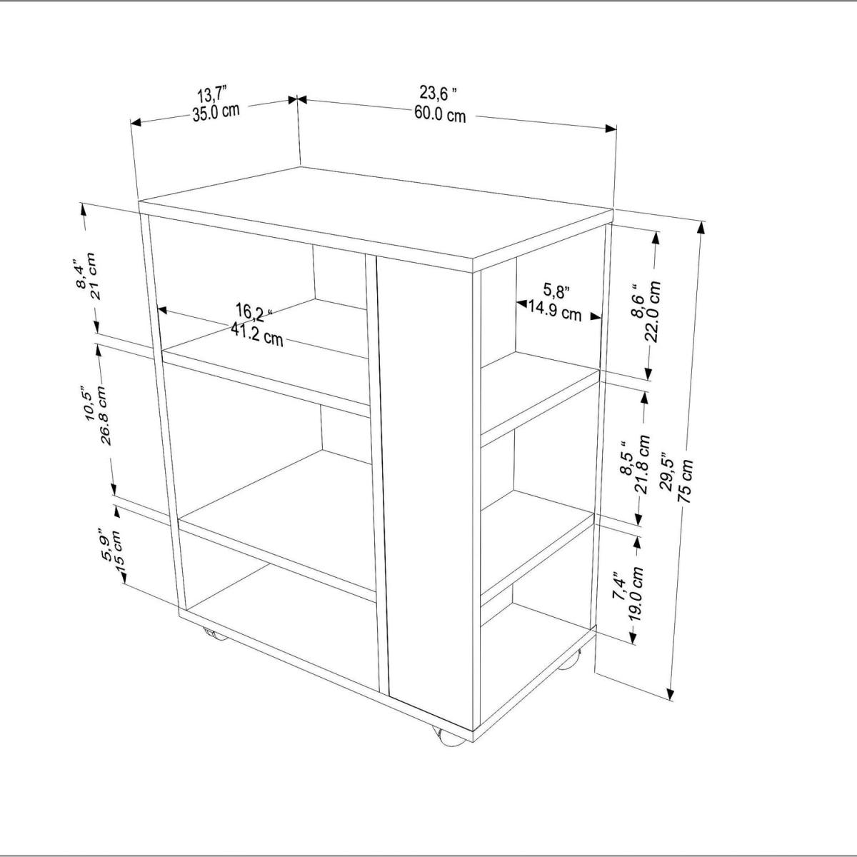 Roza Modern Printer Desk with Shelves - White – image 3