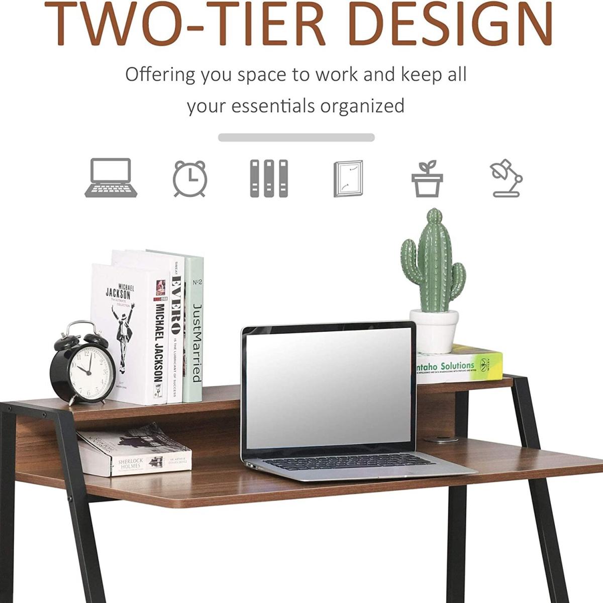 Home Office Laptop Workstation - Black and Walnut Tone – image 5