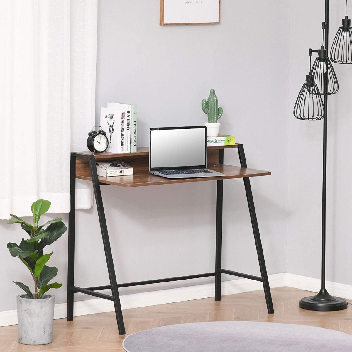 Home Office Laptop Workstation - Black and Walnut Tone – image 9