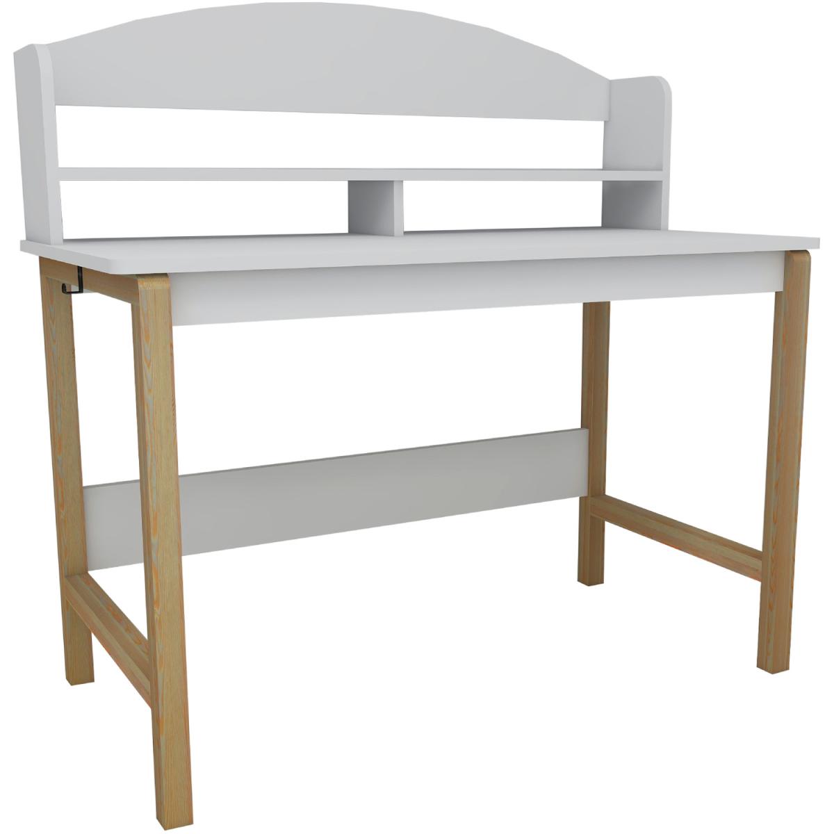 Eneas Computer Desk with Shelves - White - Natural Wood – image 5