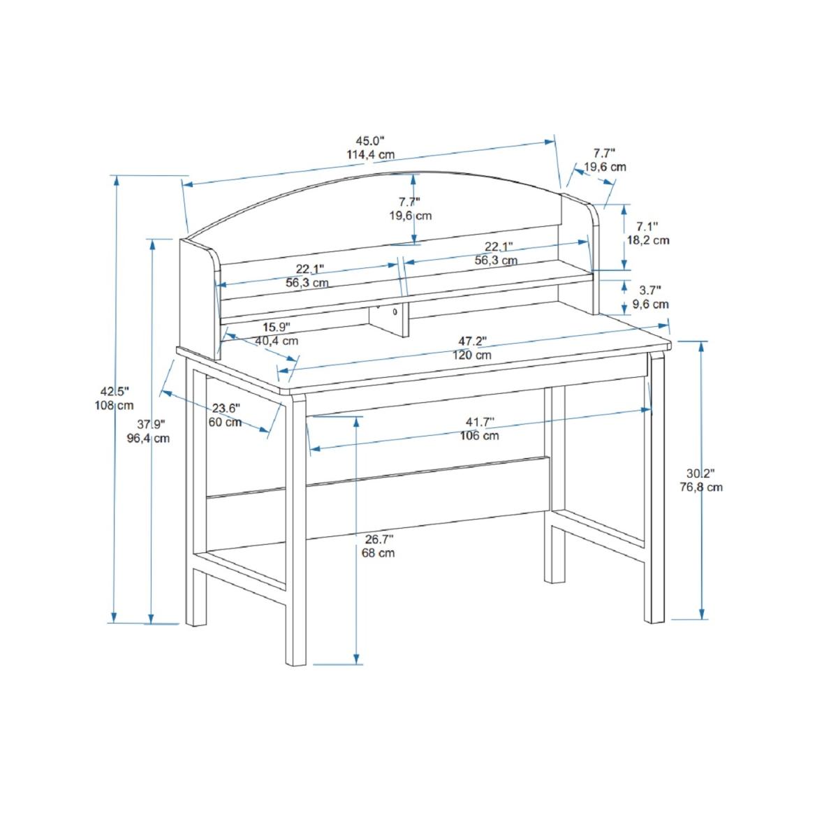 Eneas Computer Desk with Shelves - White - Natural Wood – image 6