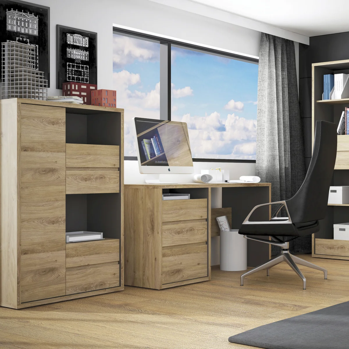 Shetland 3 Drawer Desk - Oak – image 3