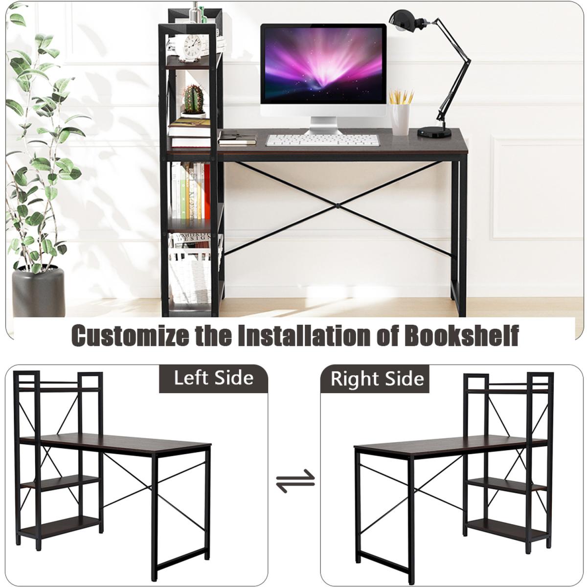 Costway Computer Desk Study Writing Table-Dark Brown - Dark Brown – image 2
