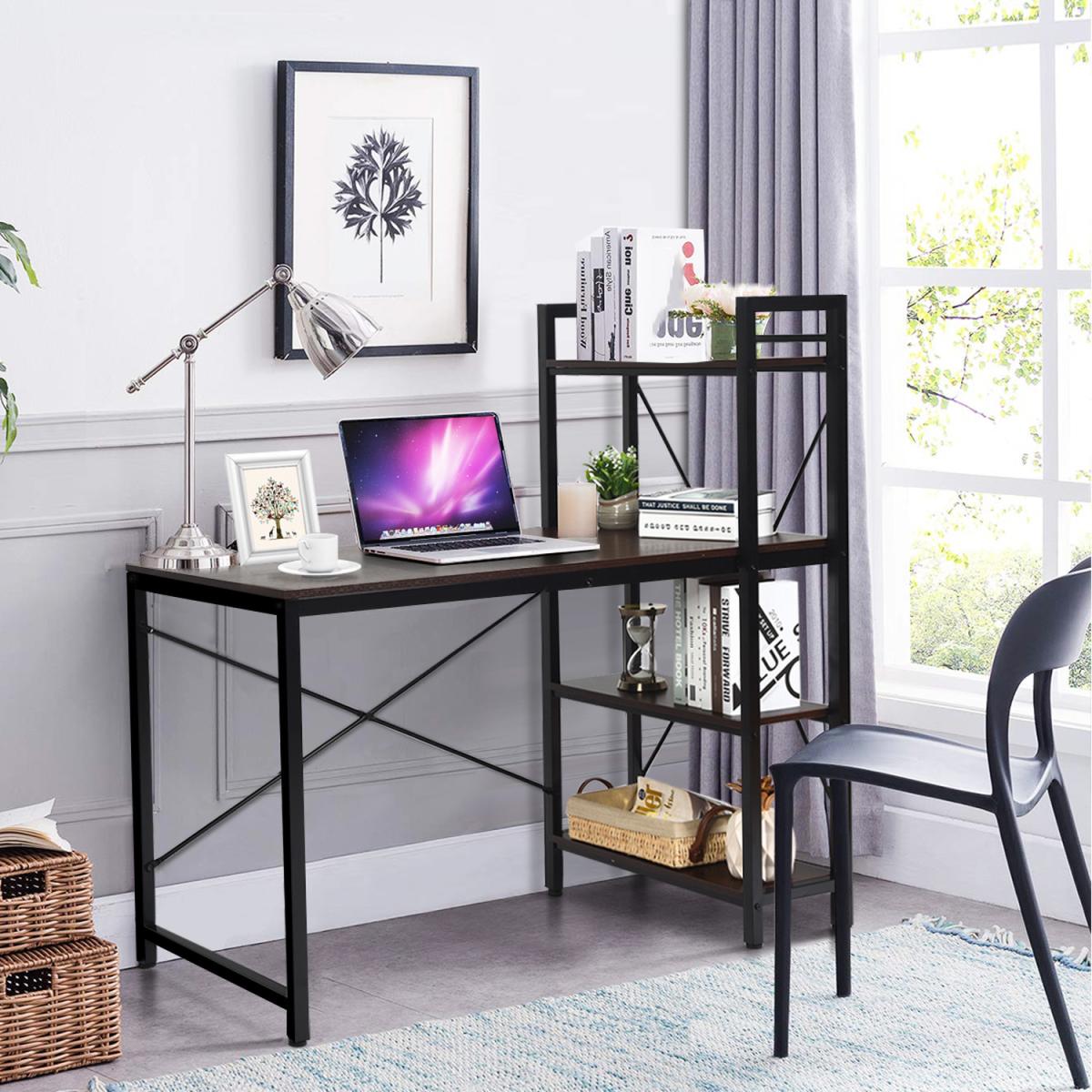 Costway Computer Desk Study Writing Table-Dark Brown - Dark Brown – image 3