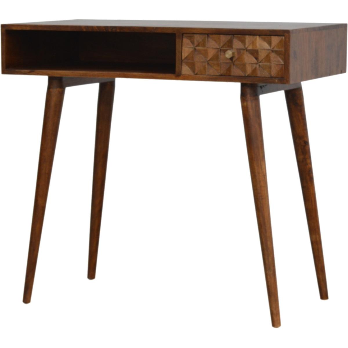 Chestnut Diamond Carved Writing Desk - Brown – image 2