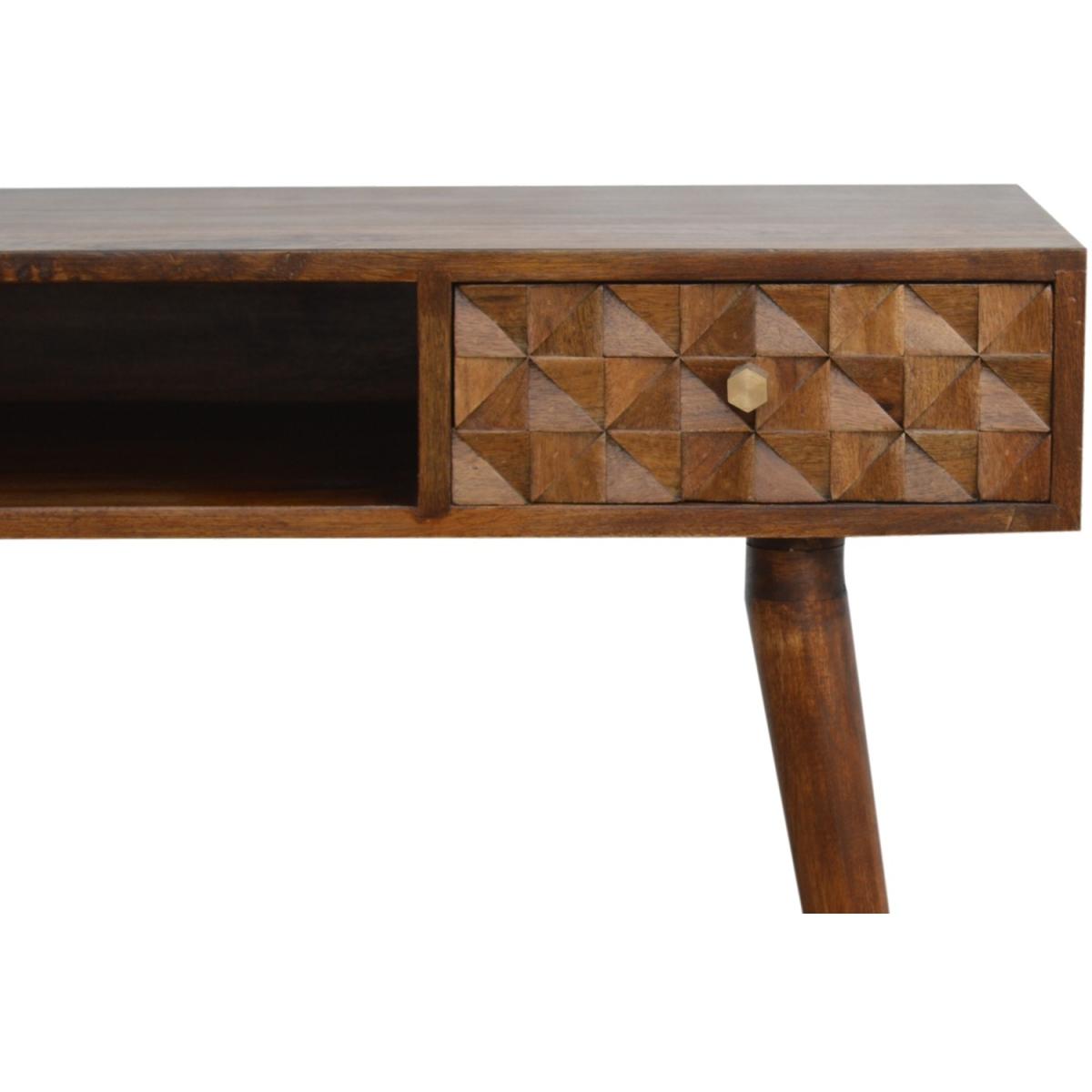 Chestnut Diamond Carved Writing Desk - Brown – image 3
