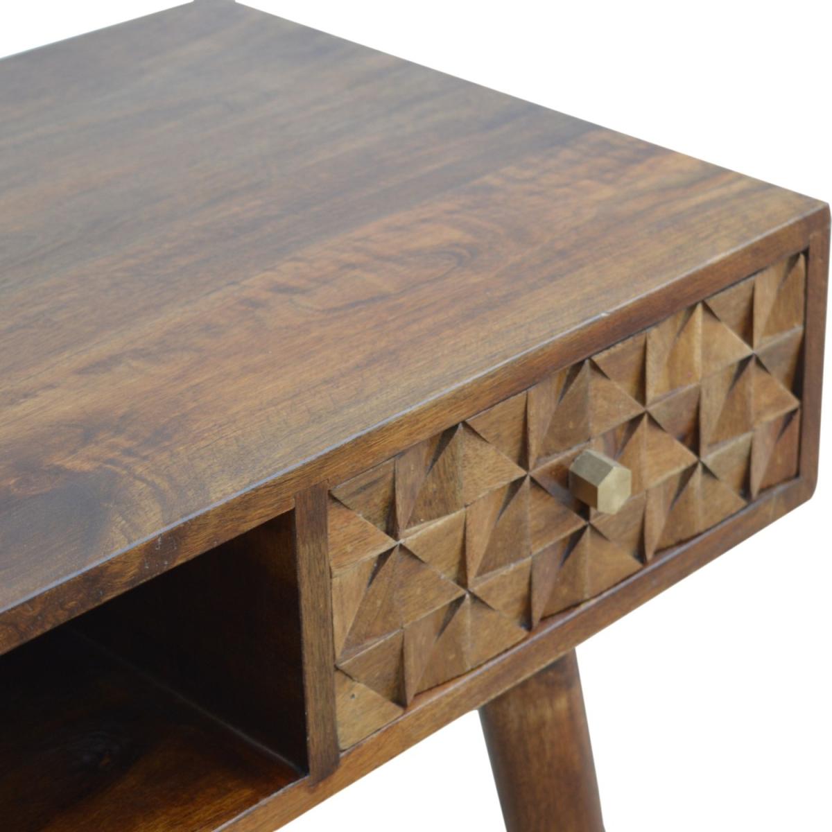 Chestnut Diamond Carved Writing Desk - Brown – image 4