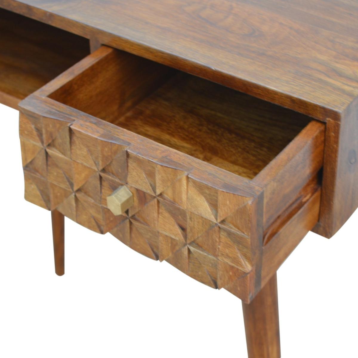 Chestnut Diamond Carved Writing Desk - Brown – image 5