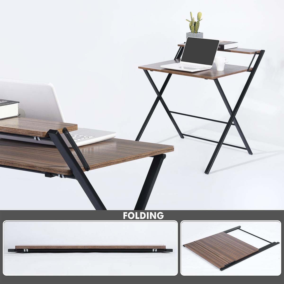 Megan Folding Office Computer Desk - Brown – image 2