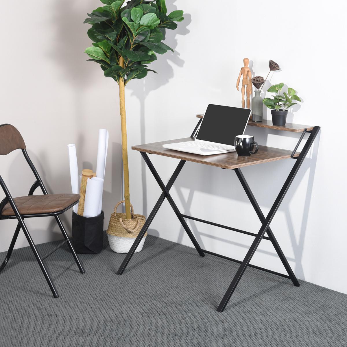 Megan Folding Office Computer Desk - Brown – image 3