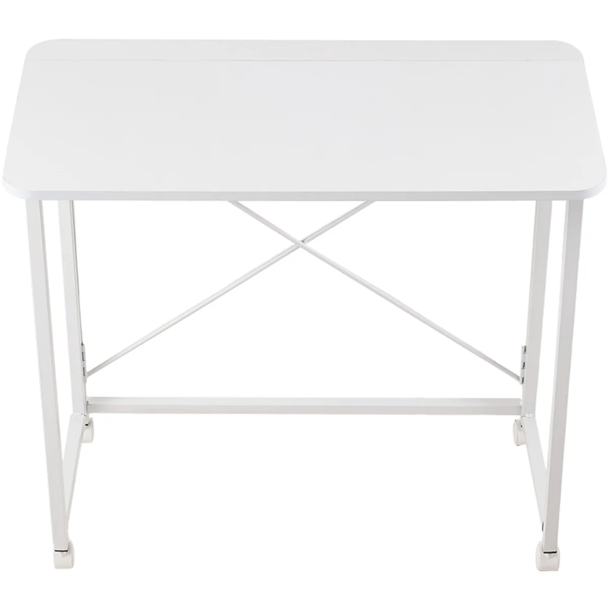 Folding Office Desk with Lockable Castors - White – image 5