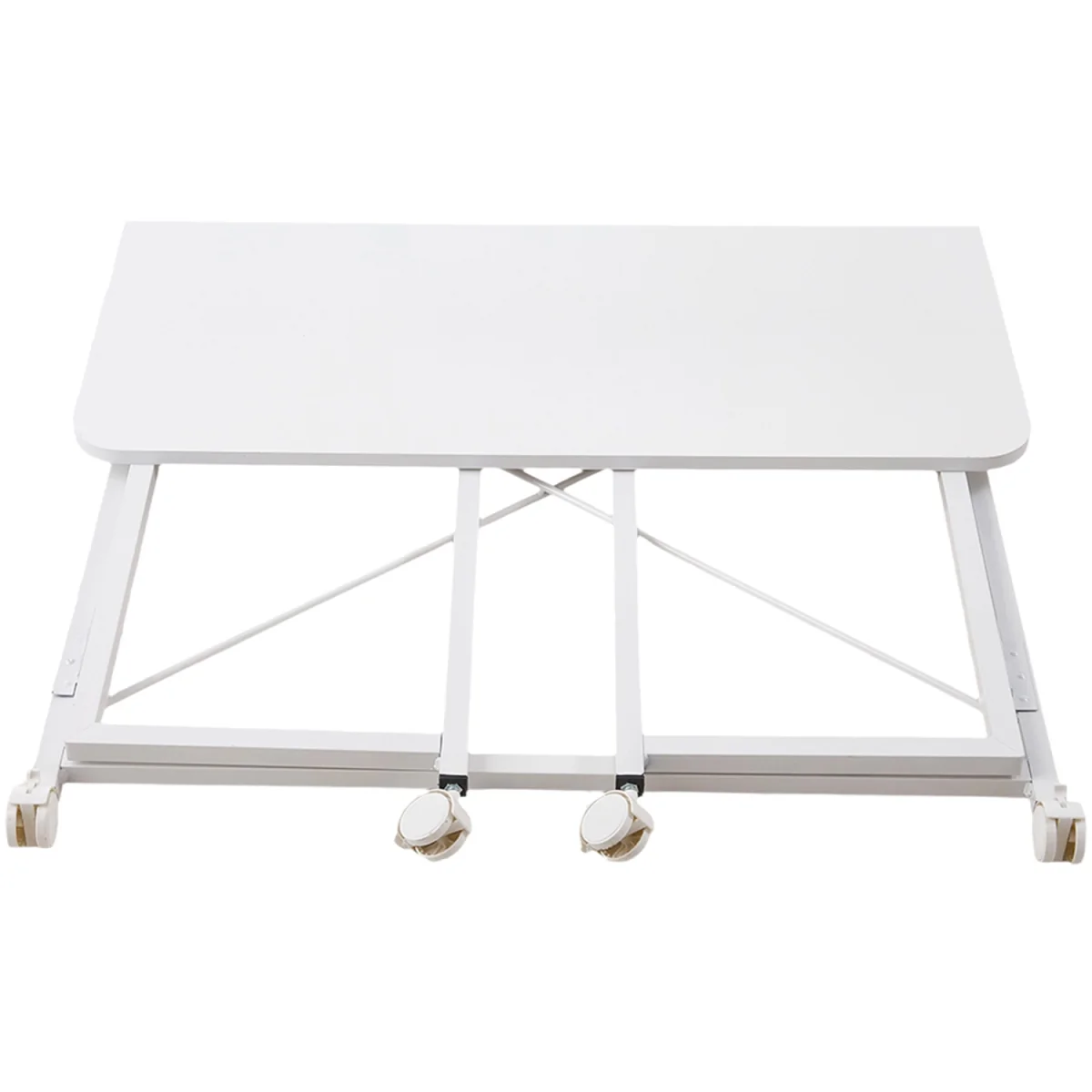 Folding Office Desk with Lockable Castors - White – image 6
