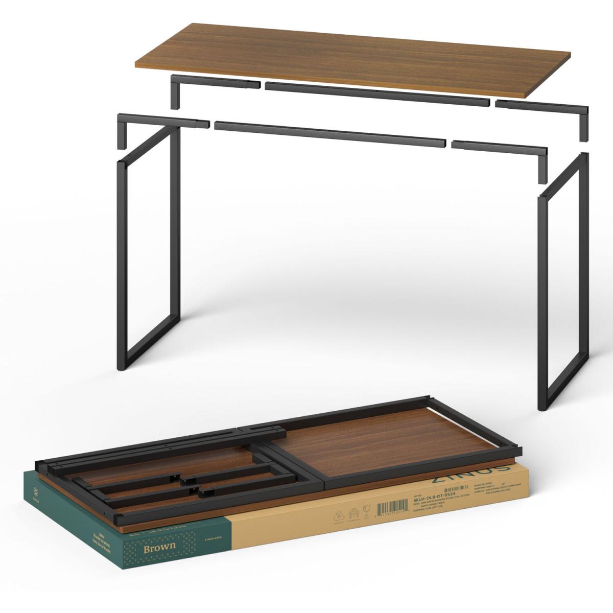 Vallon Wood  Black Metal Industrial Style Home Office Desk - Espresso & Black Metal – image 2