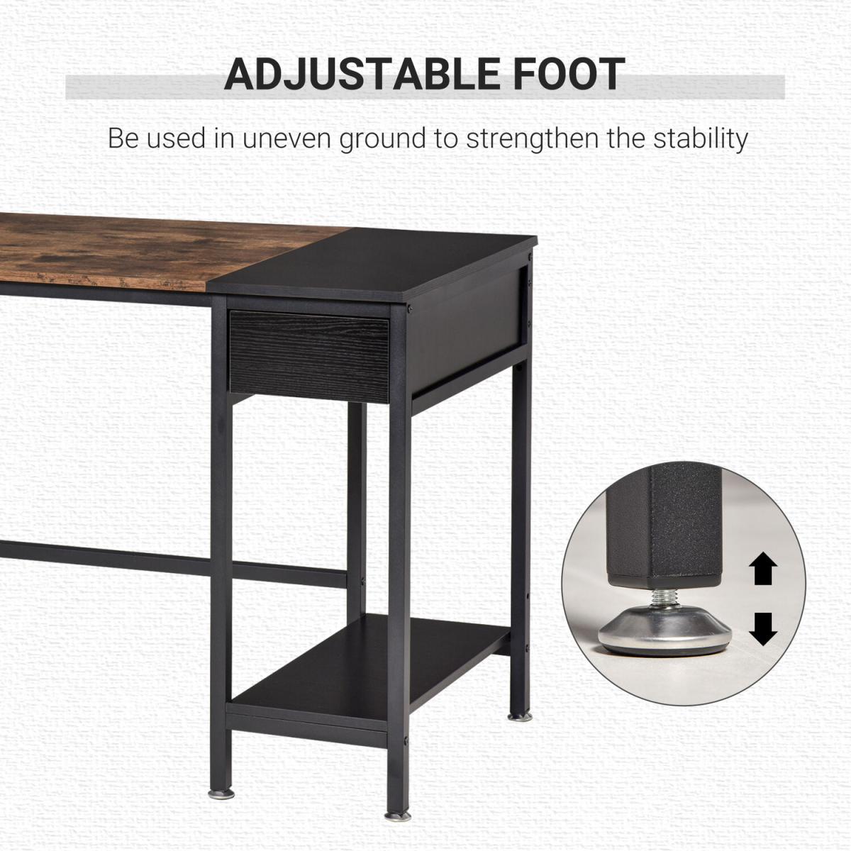 Computer Desk with CPU Stand and Storage Drawer - Rustic Brown & Black – image 4