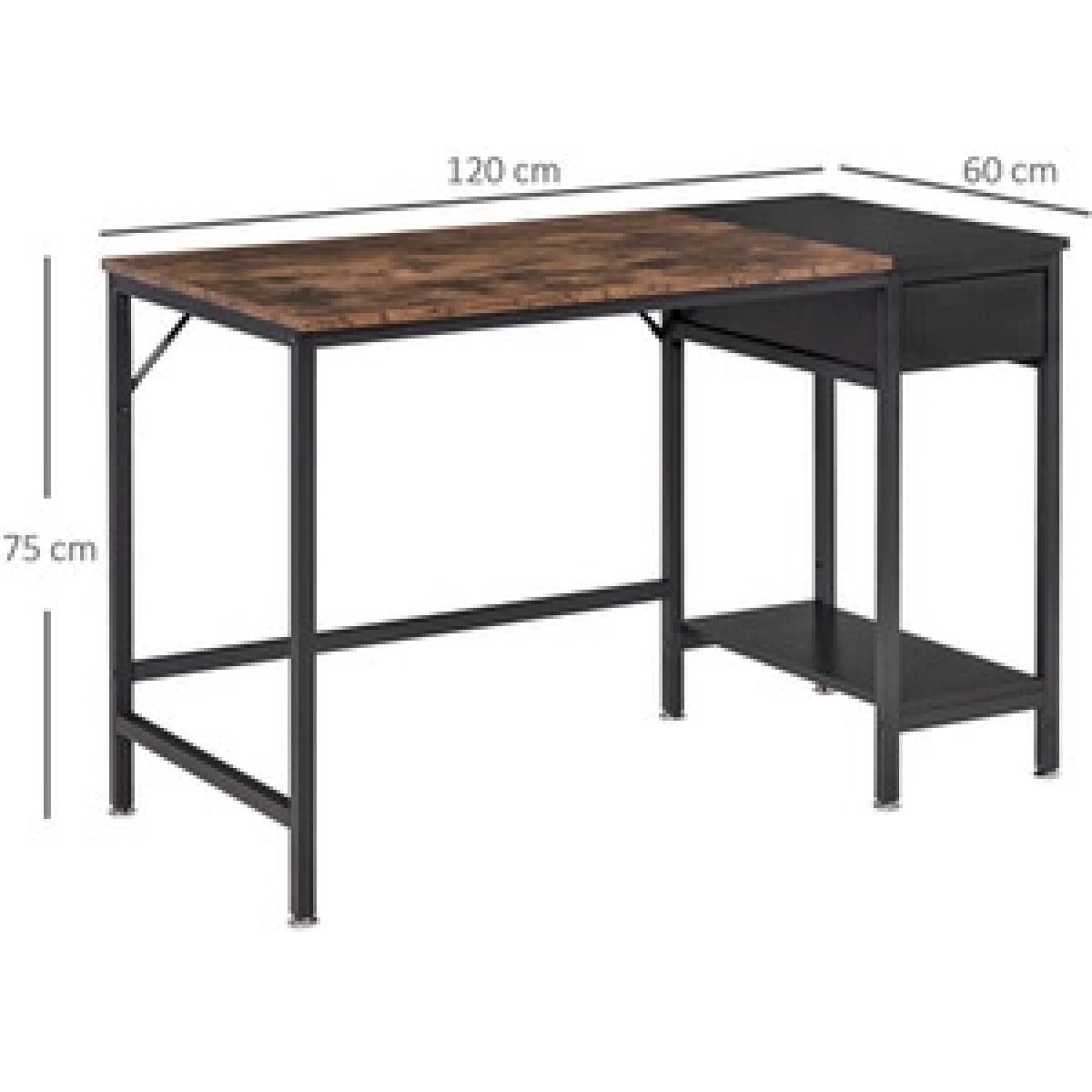 Computer Desk with CPU Stand and Storage Drawer - Rustic Brown & Black – image 9
