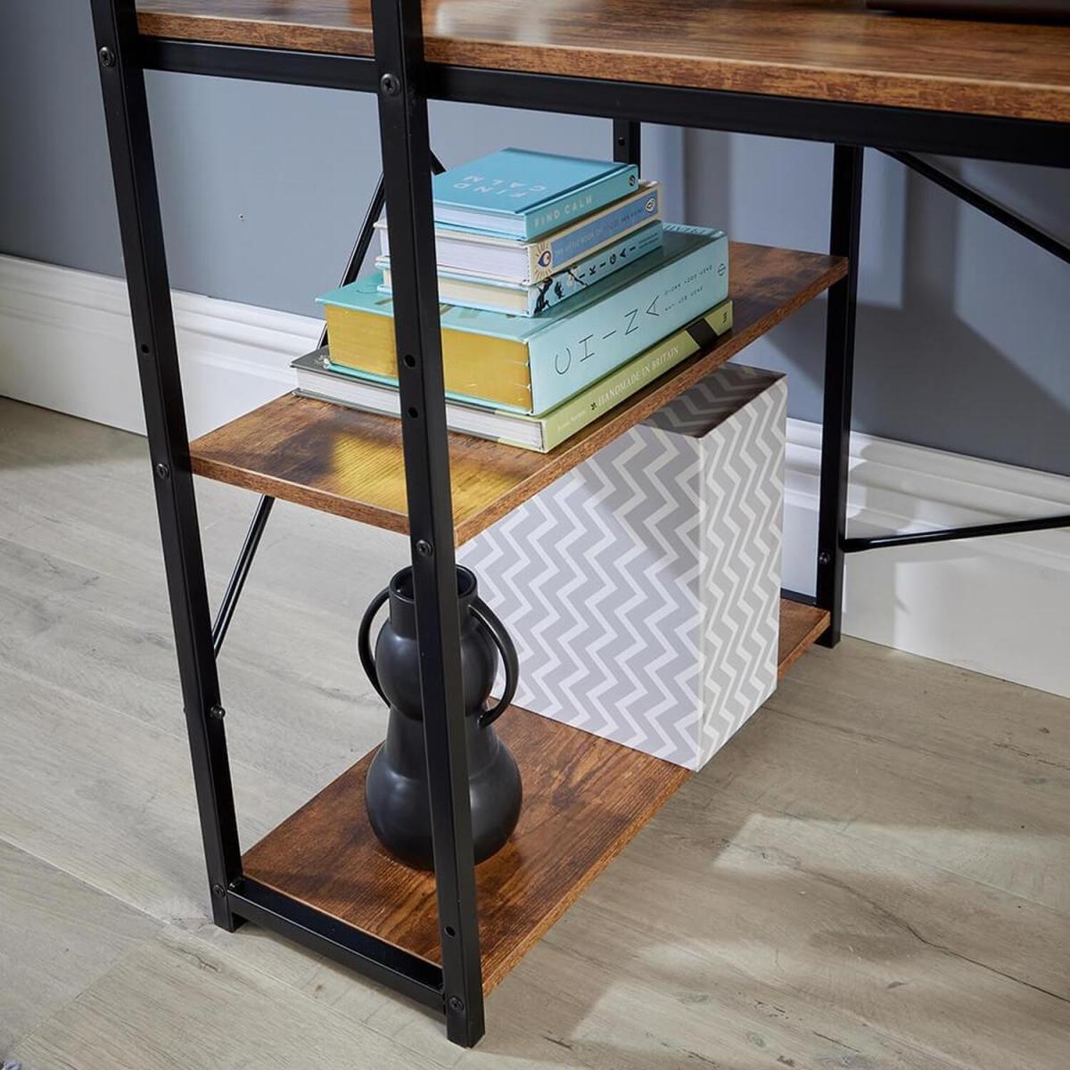 Urban Industrial 4 Shelf Computer Desk - Rustic – image 2