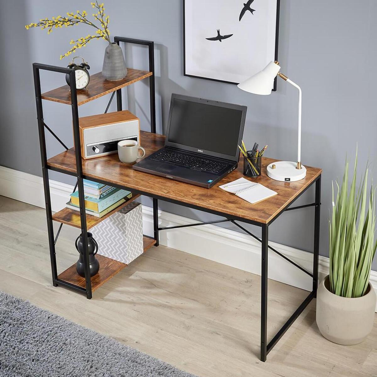 Urban Industrial 4 Shelf Computer Desk - Rustic – image 4