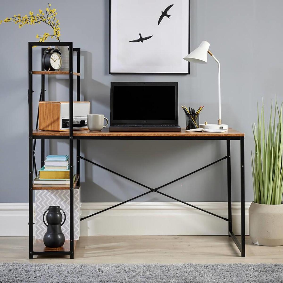 Urban Industrial 4 Shelf Computer Desk - Rustic – image 5