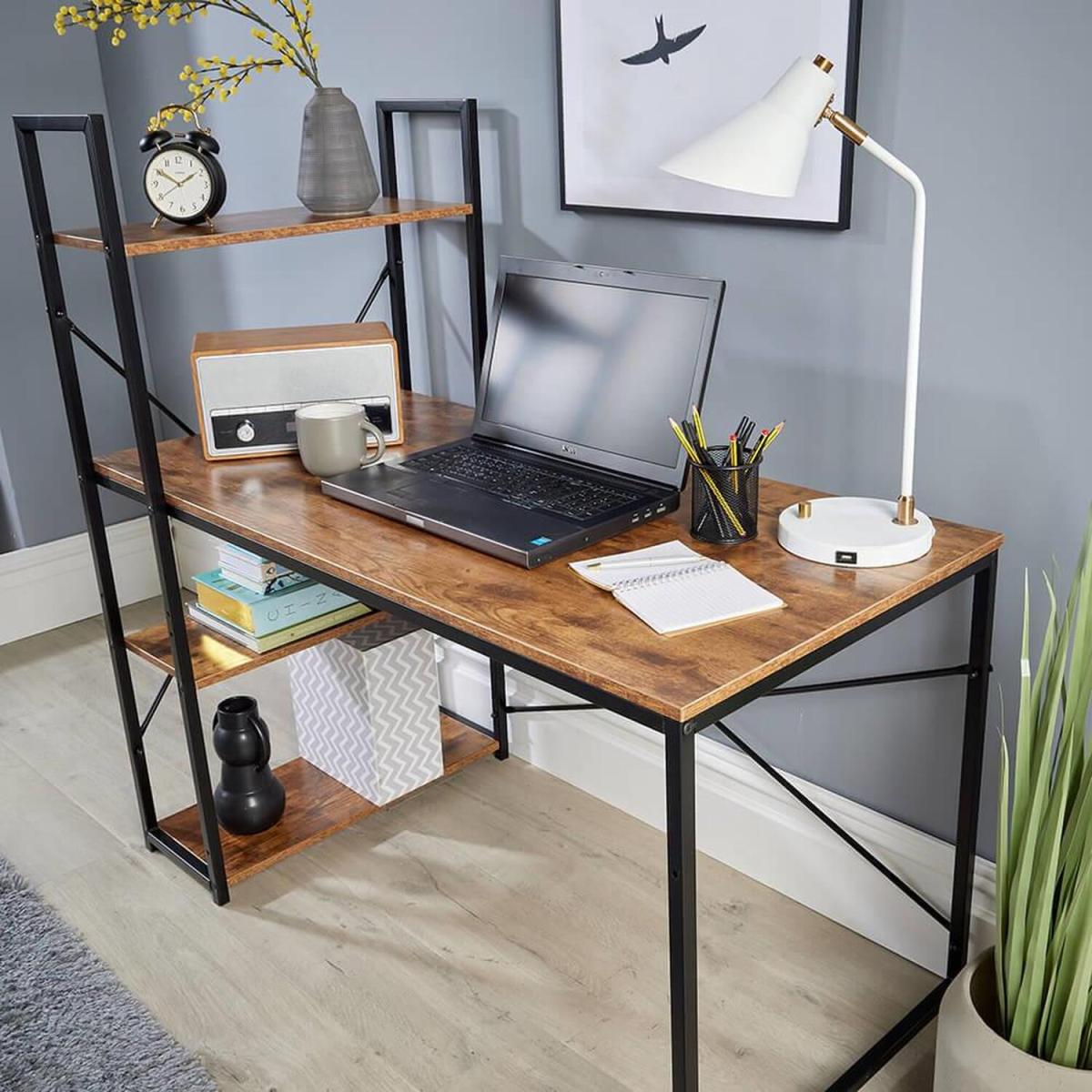 Urban Industrial 4 Shelf Computer Desk - Rustic – image 6