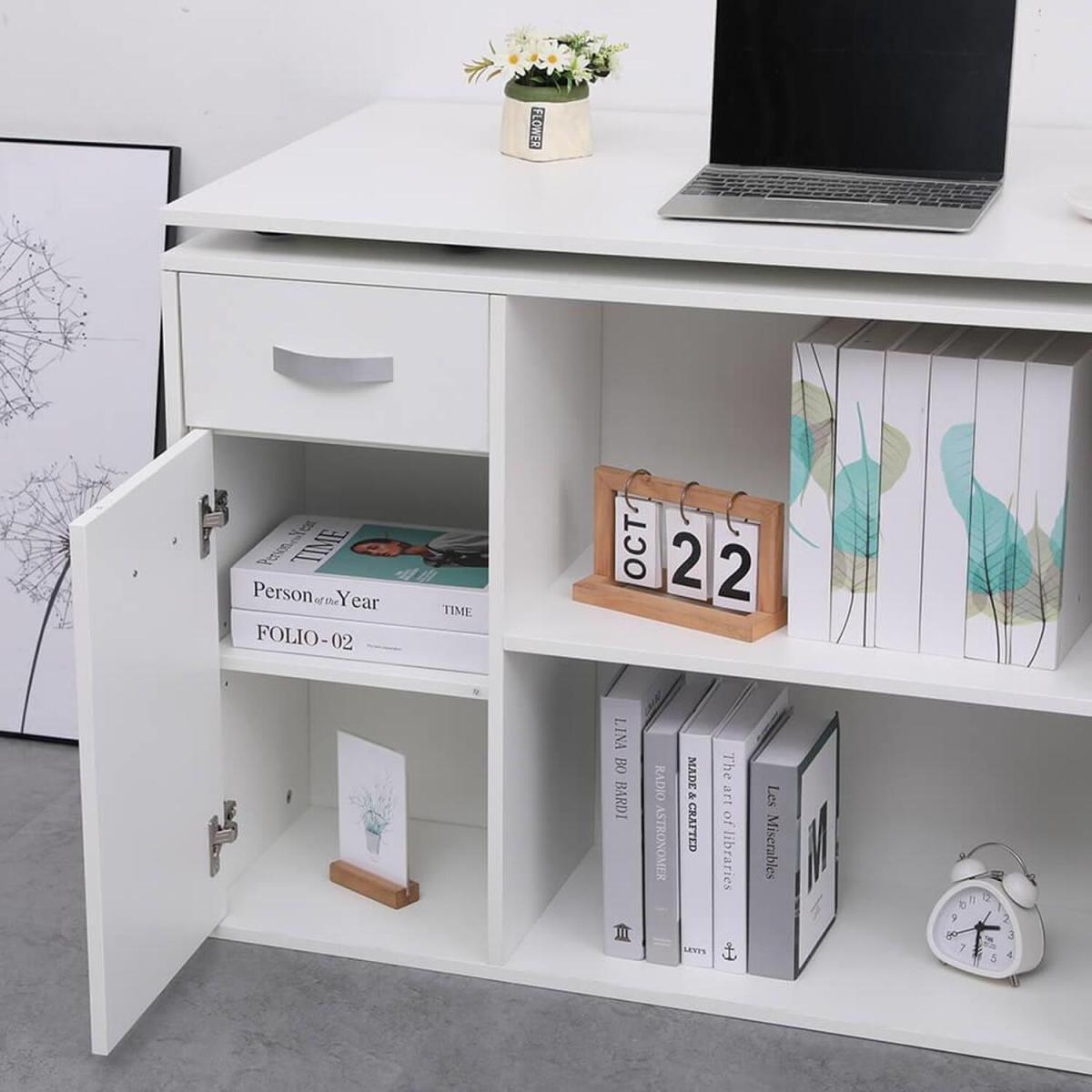 Hudson L-Shaped Adjustable Computer Desk - White – image 4