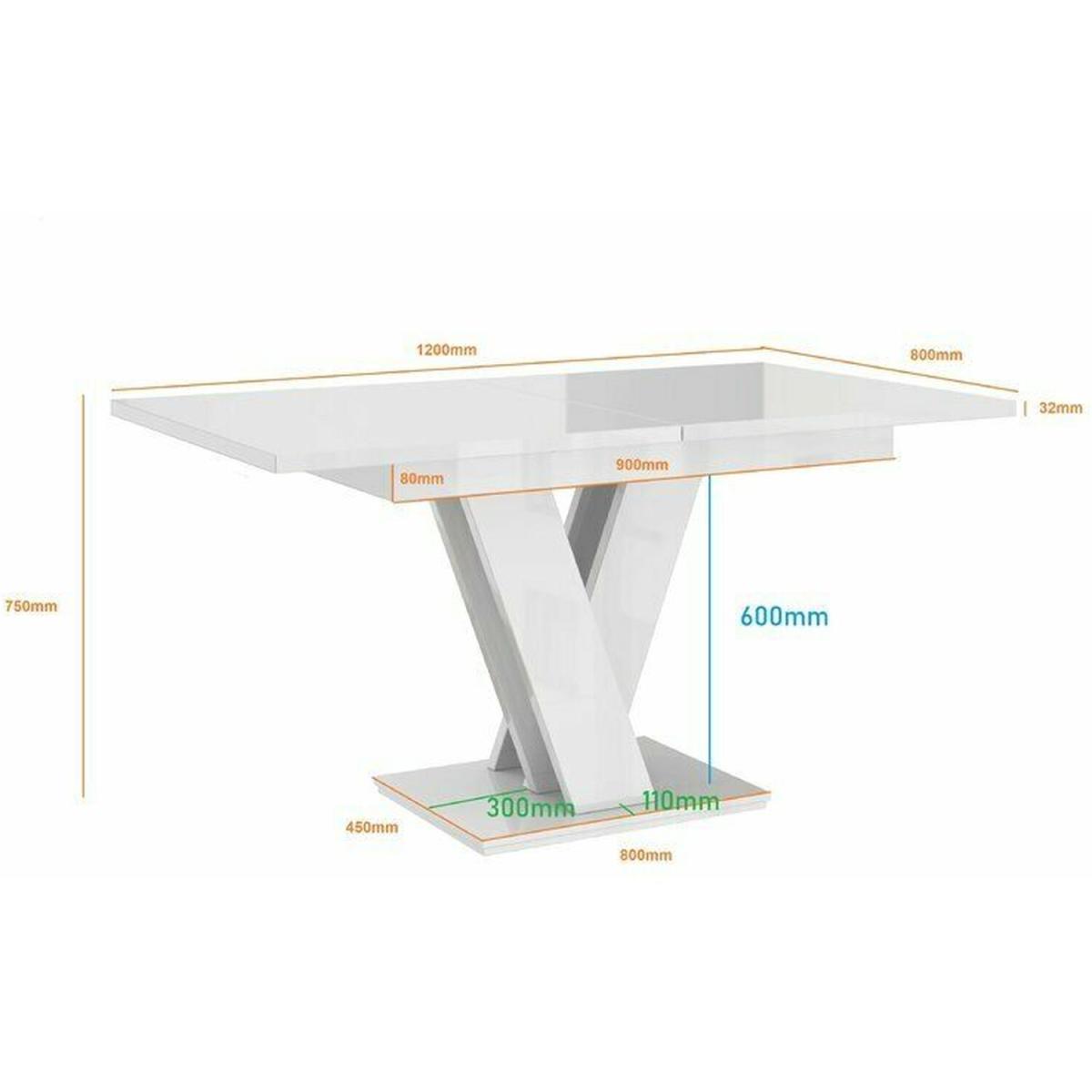 Extendable Dining Kitchen Table Desk Seater - White & Concrete Grey – image 2