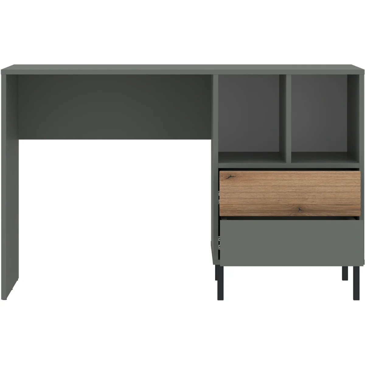 Darwin Desk 2 Drawer in Green/Oak - Green & Oak – image 2