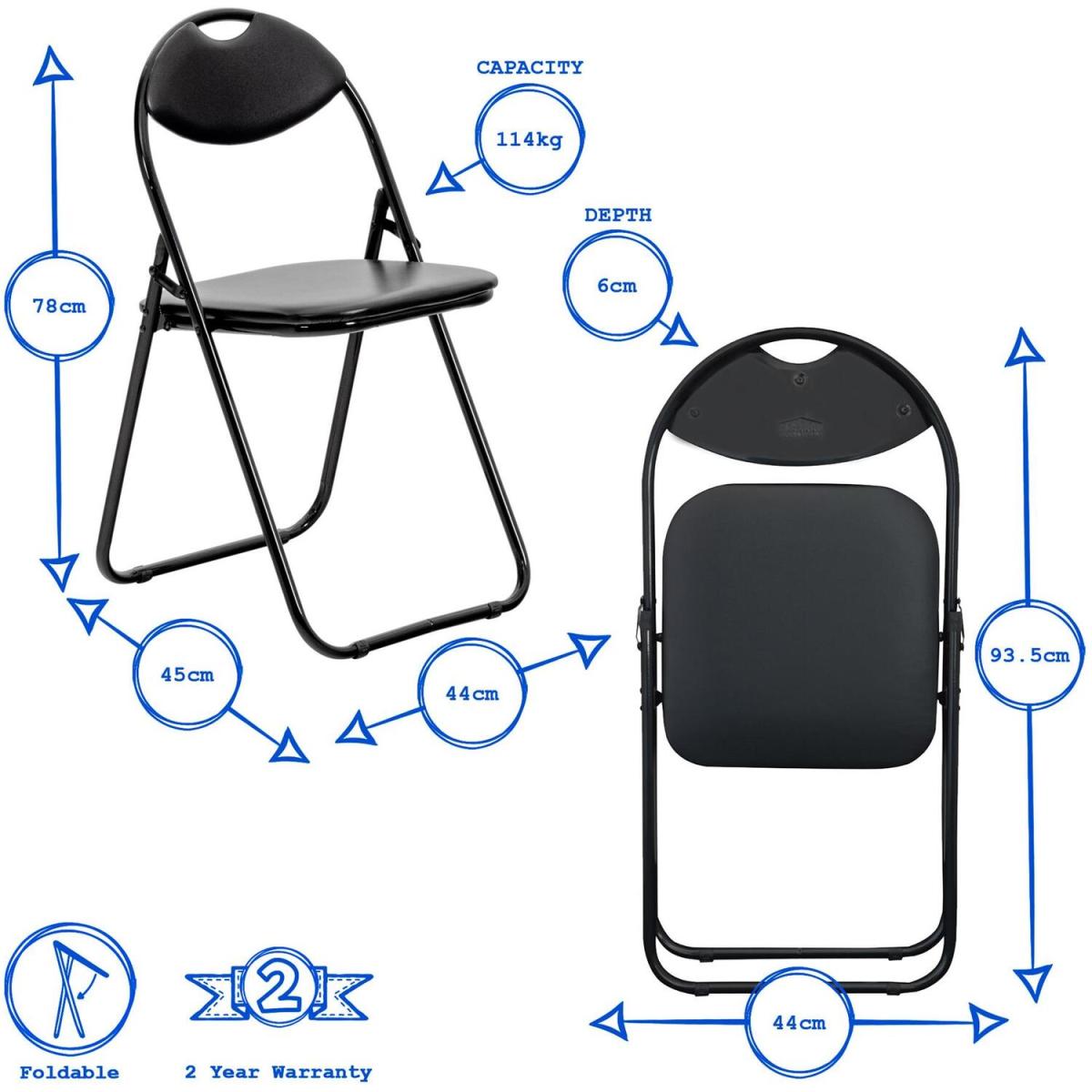 Compact Wooden Top Computer Desk  Folding Chair 2 Piece Set - Black/Black – image 4