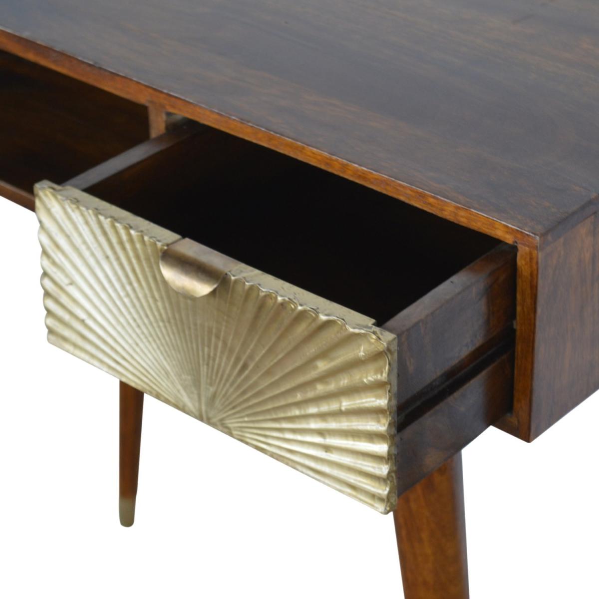 Sunrise Gold Carved Writing Desk With 1 Drawer - Brown – image 6