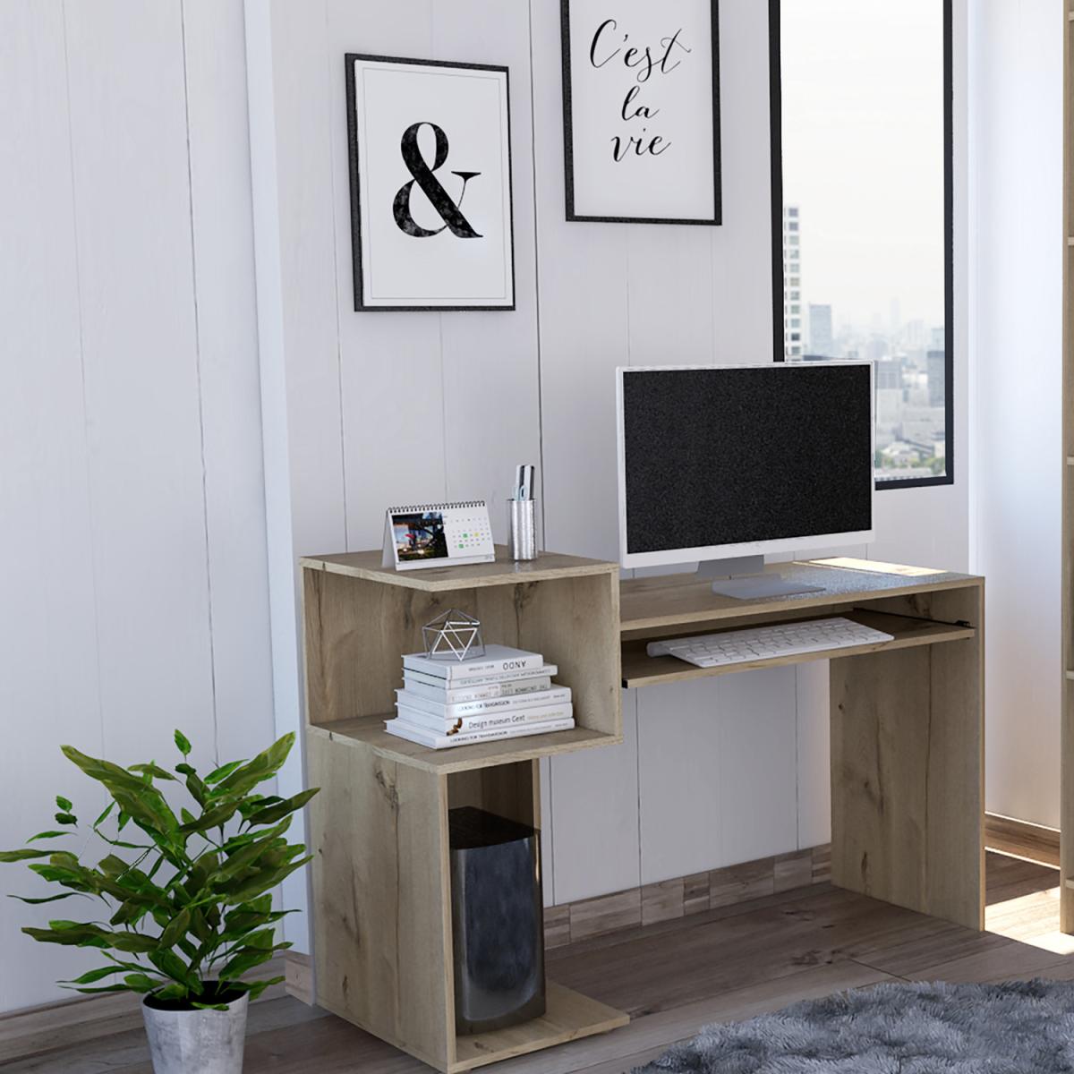 Brooklyn desk with low shelving unit on left side - Brown – image 2