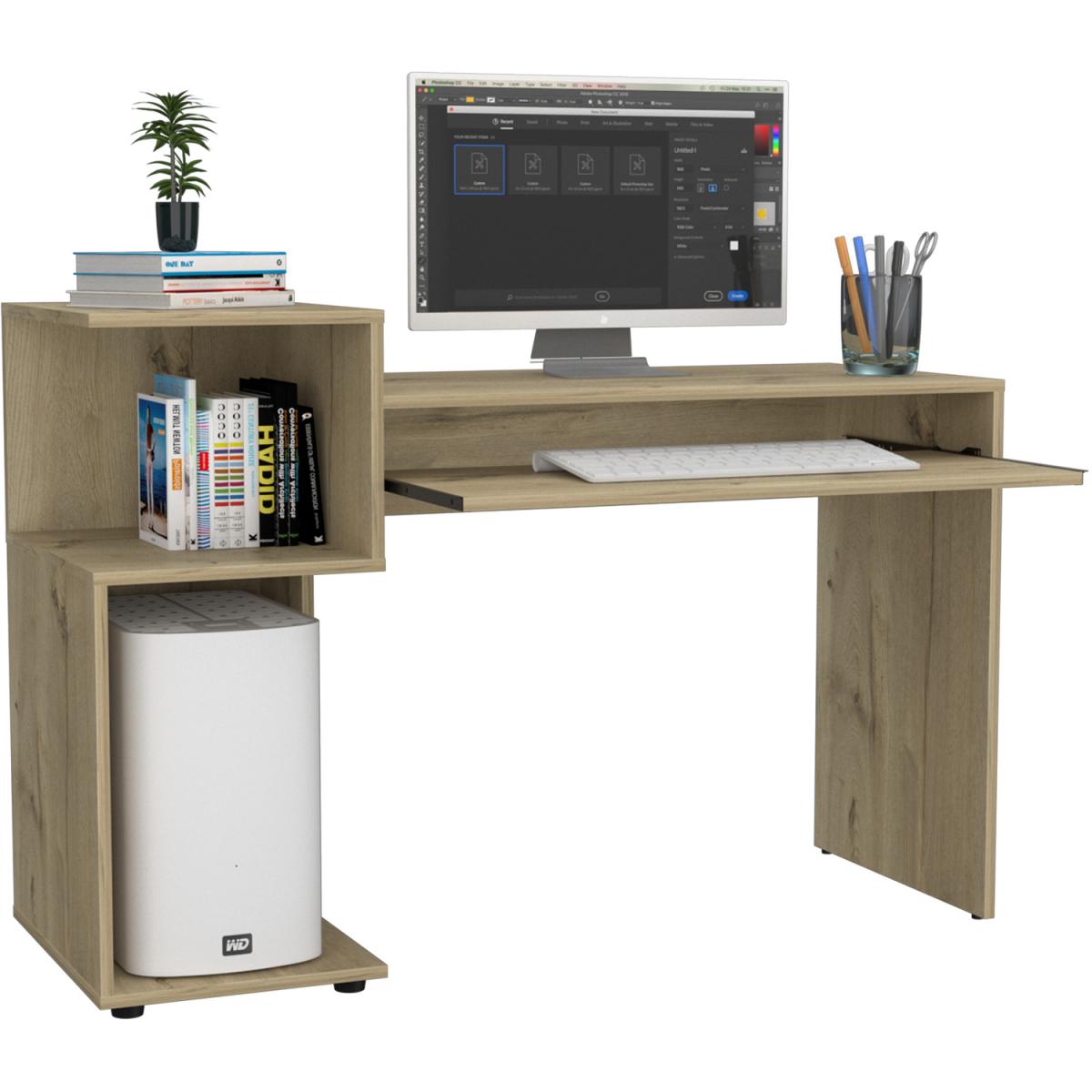 Brooklyn desk with low shelving unit on left side - Brown – image 3