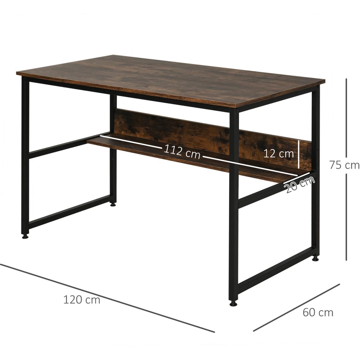 Two Tier Writing Desk with Storage Shelf - Brown Wood – image 12