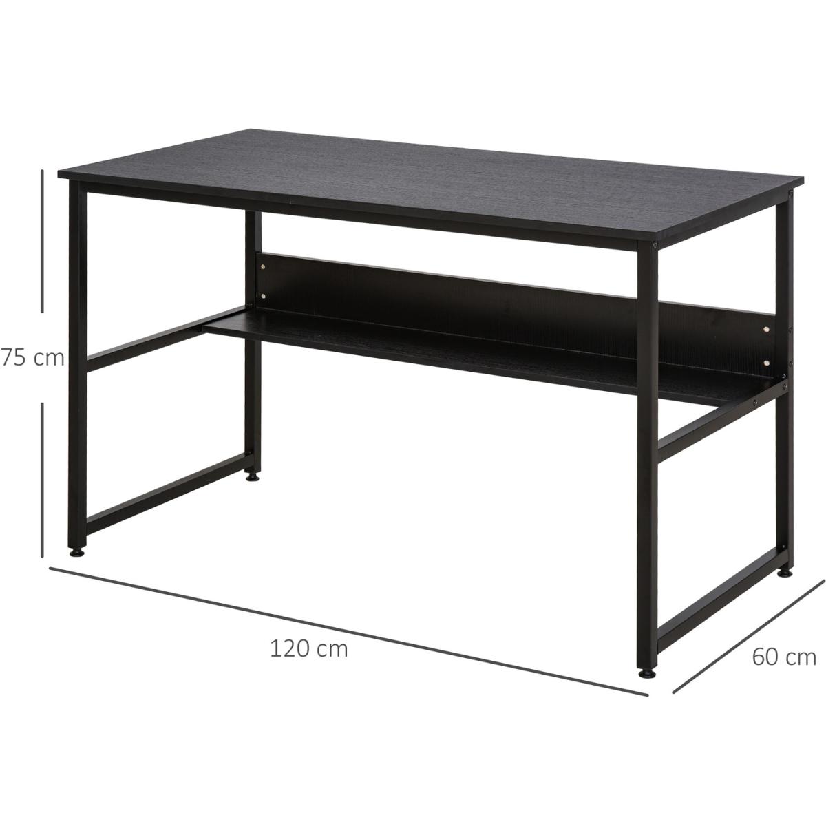 Two Tier Writing Desk with Storage Shelf - Brown Wood – image 16