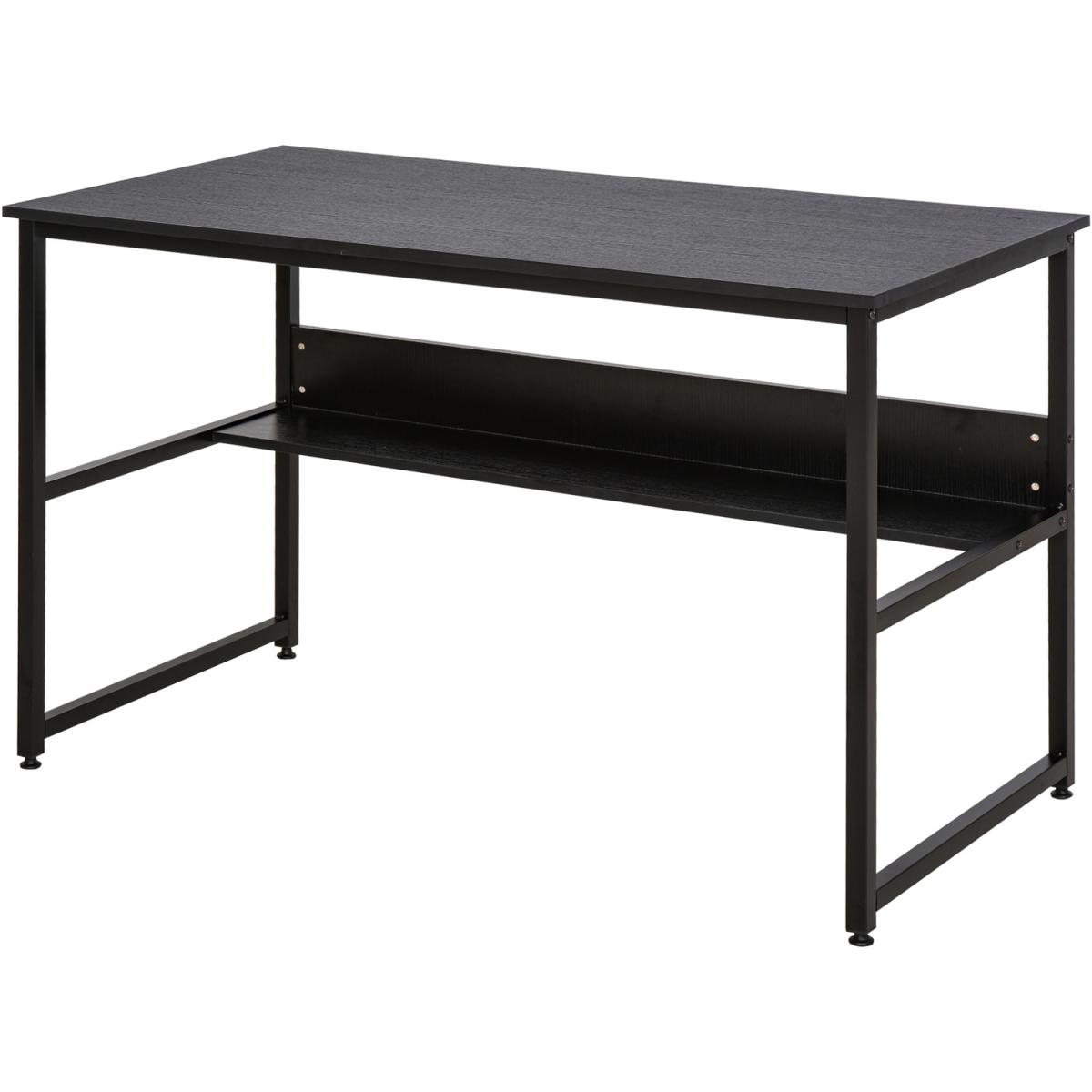 Two Tier Writing Desk with Storage Shelf - Brown Wood – image 17