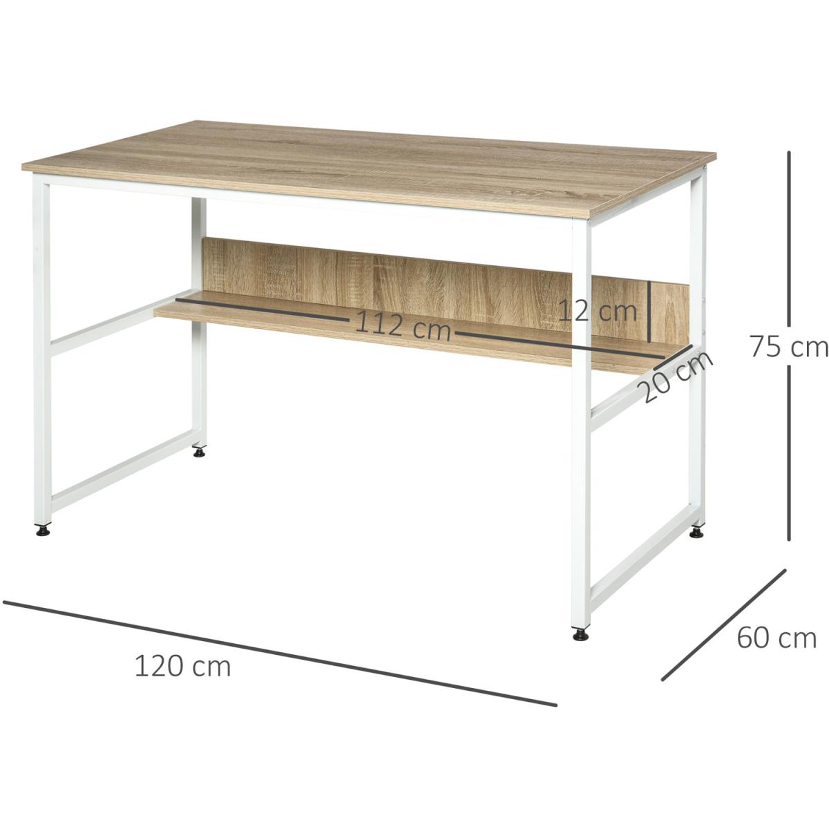 Two Tier Writing Desk with Storage Shelf - Brown Wood – image 21