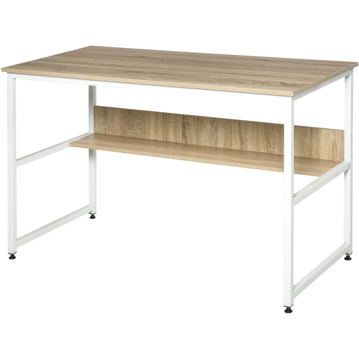 Two Tier Writing Desk with Storage Shelf - Brown Wood – image 24