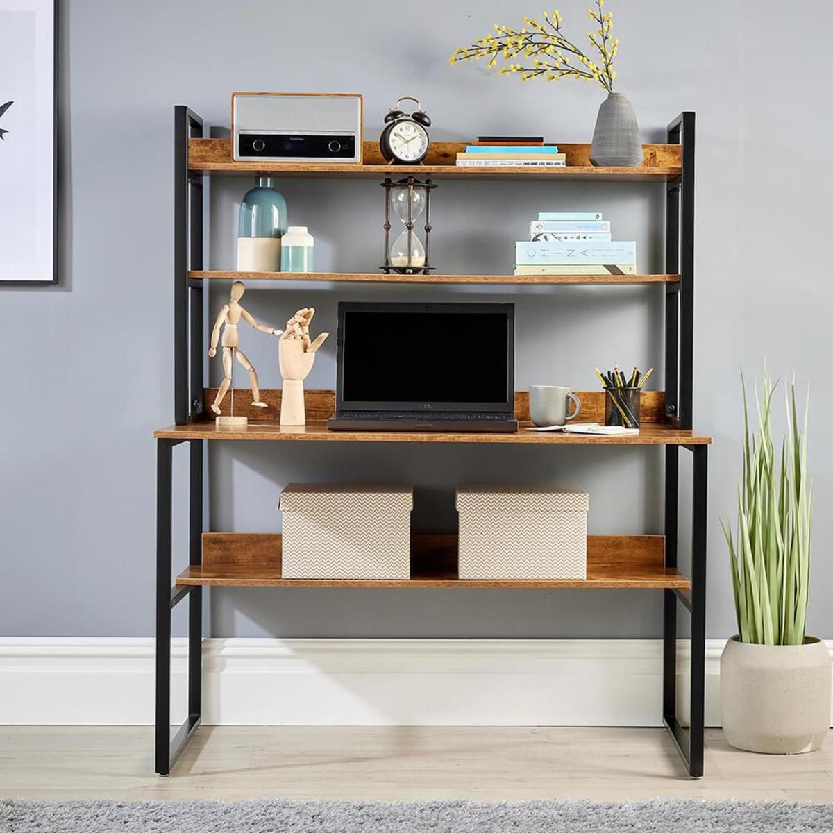 Urban Industrial 3 Shelf Computer Desk - Rustic – image 2
