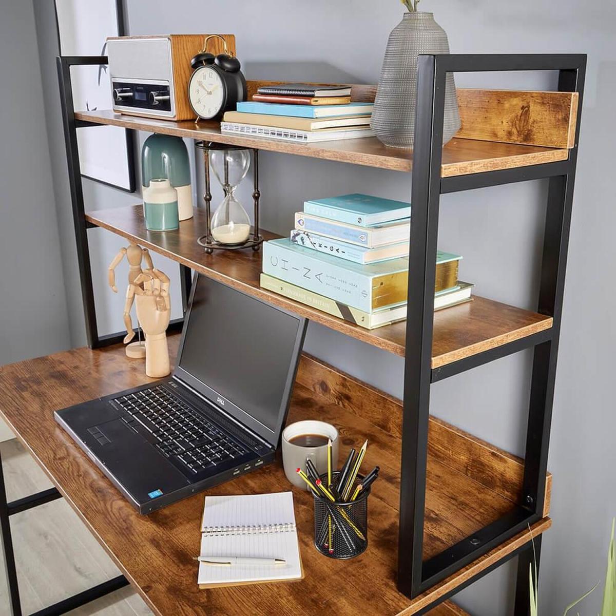Urban Industrial 3 Shelf Computer Desk - Rustic – image 3