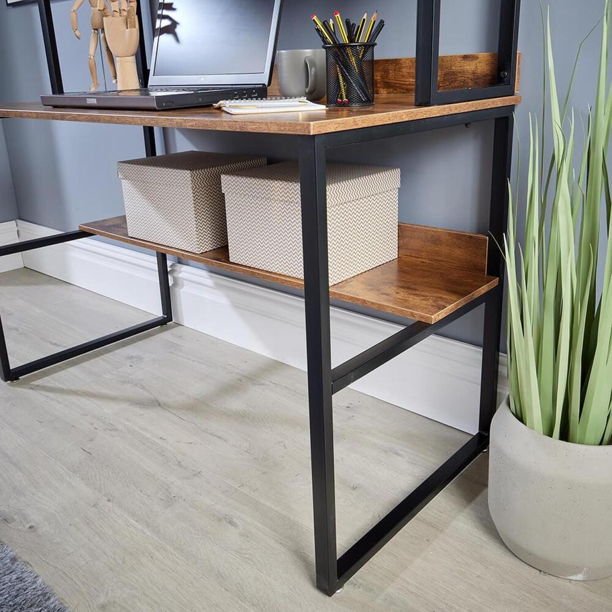 Urban Industrial 3 Shelf Computer Desk - Rustic – image 4