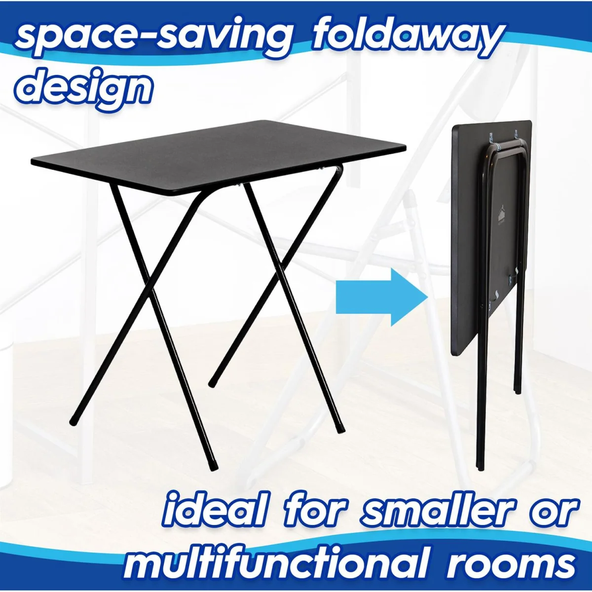 Wooden Folding Desk & Chair Set - Natural/Black - Brown/Black – image 3