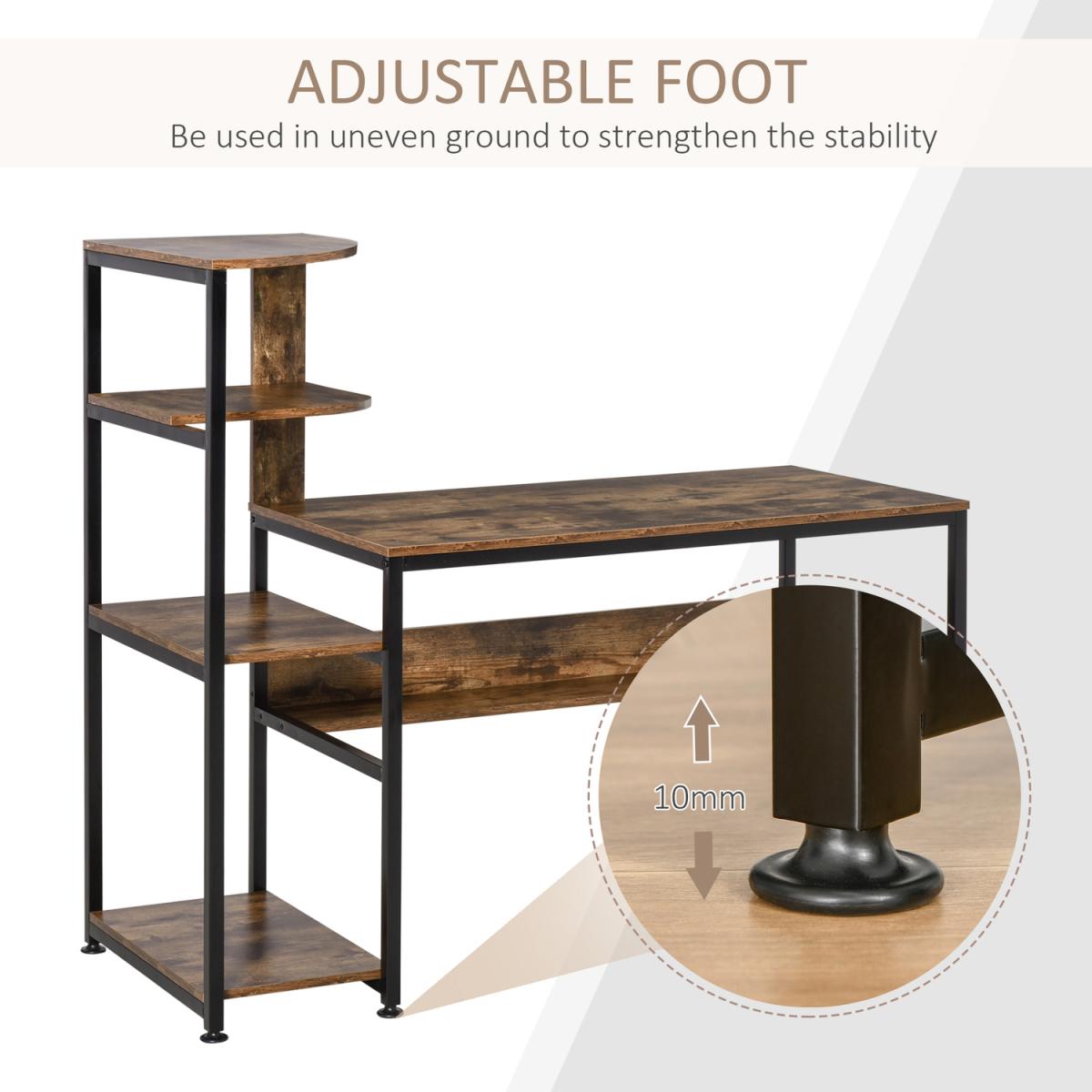 Computer Desk with 4 Storage Shelves - Rustic Brown – image 4