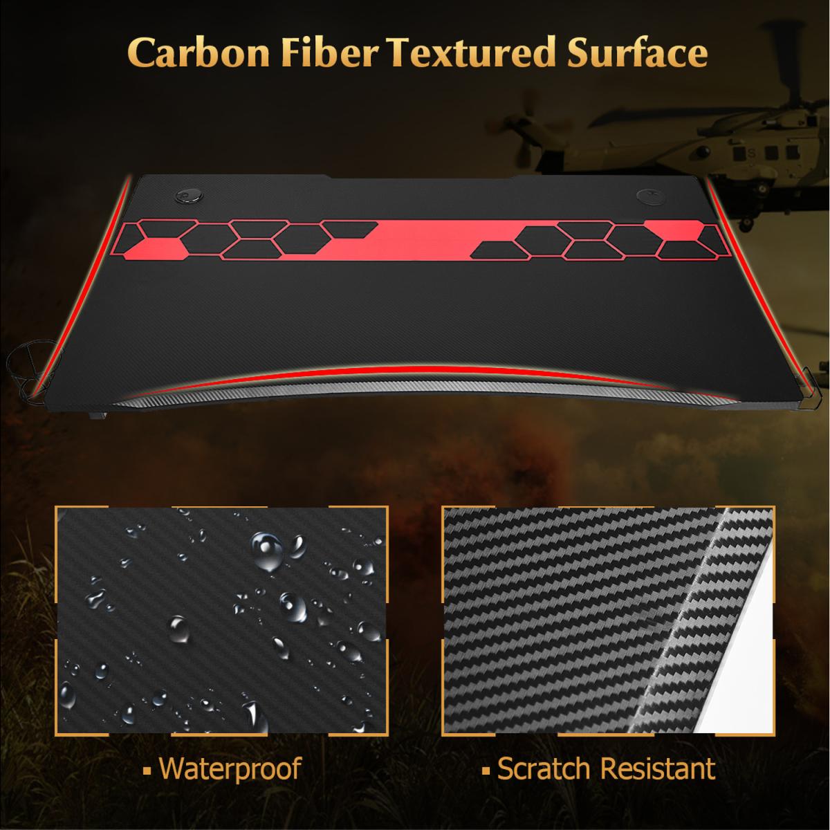 Costway R-Shaped Carbon Fiber Computer - Black – image 3