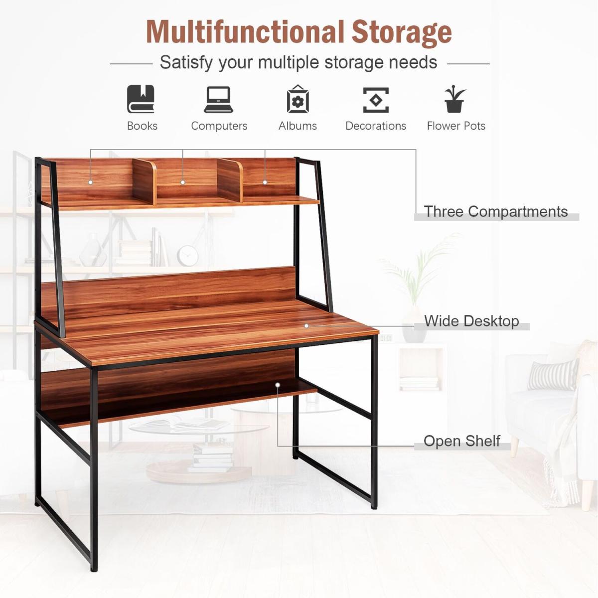 Contemporary Office Computer Desk - Rustic Coffee – image 6