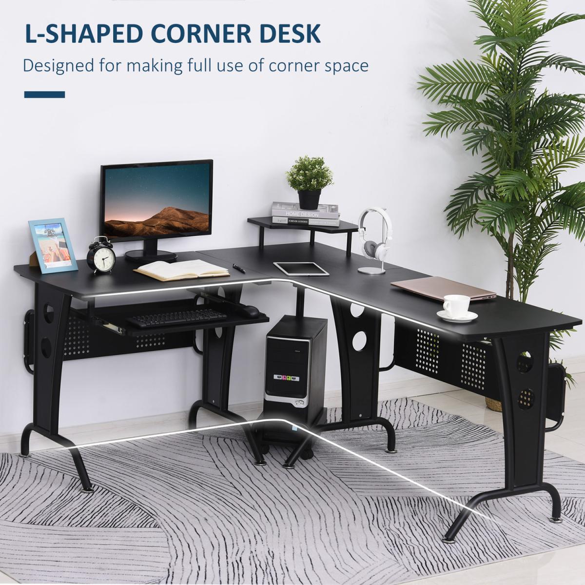 Space-Saving Corner Work Desk Gaming - Black – image 11