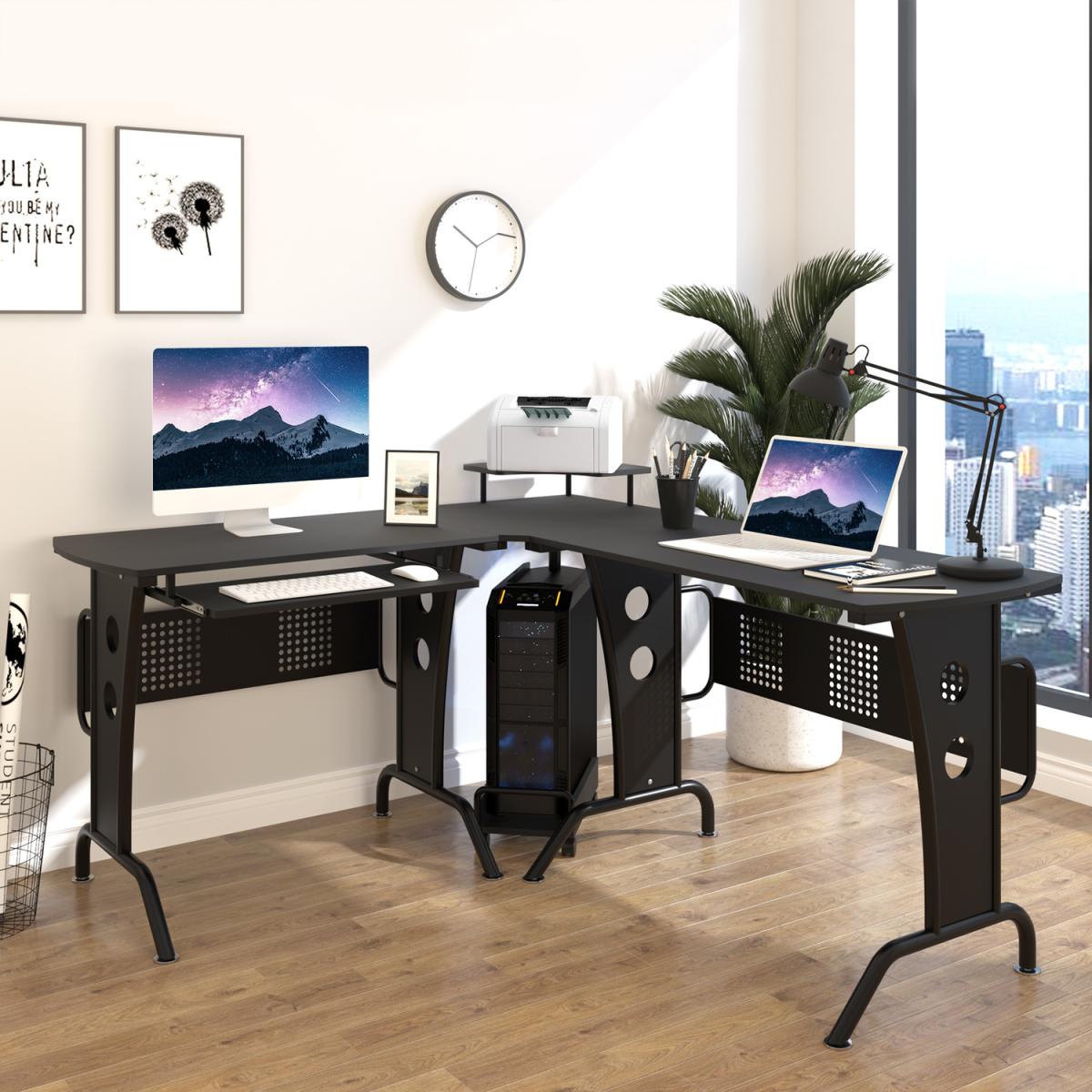 Space-Saving Corner Work Desk Gaming - Black – image 17