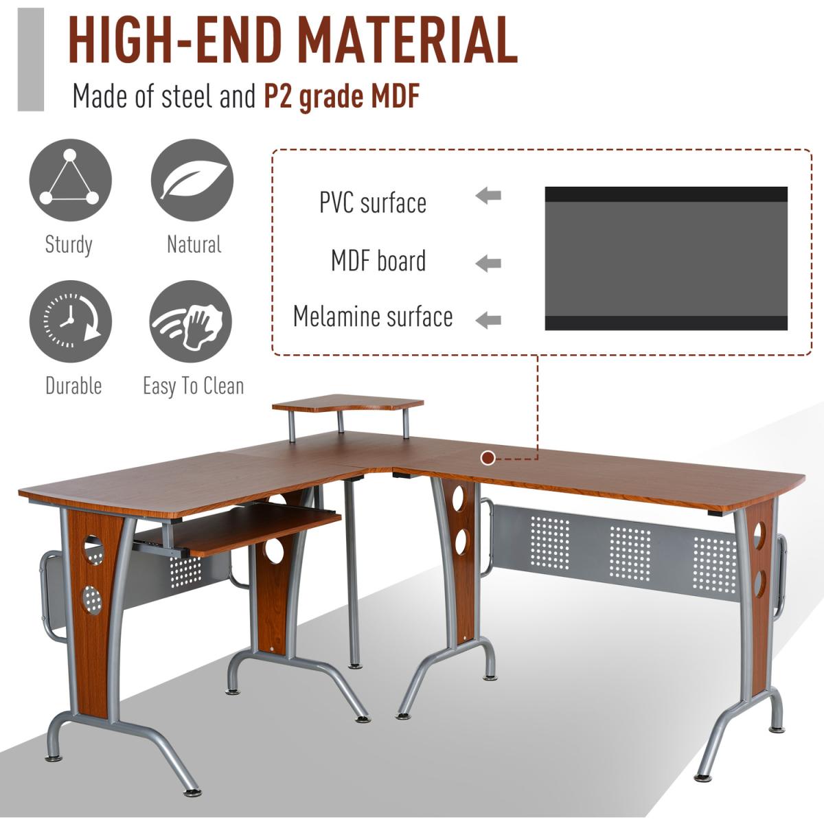 Space-Saving Corner Work Desk Gaming - Black – image 18