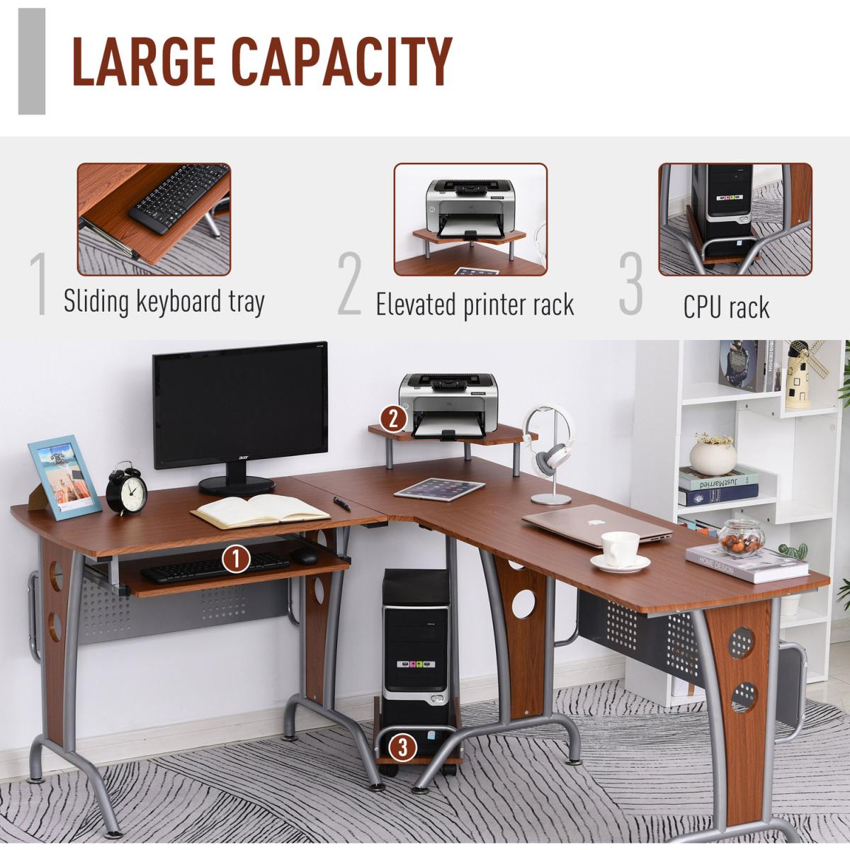 Space-Saving Corner Work Desk Gaming - Black – image 19