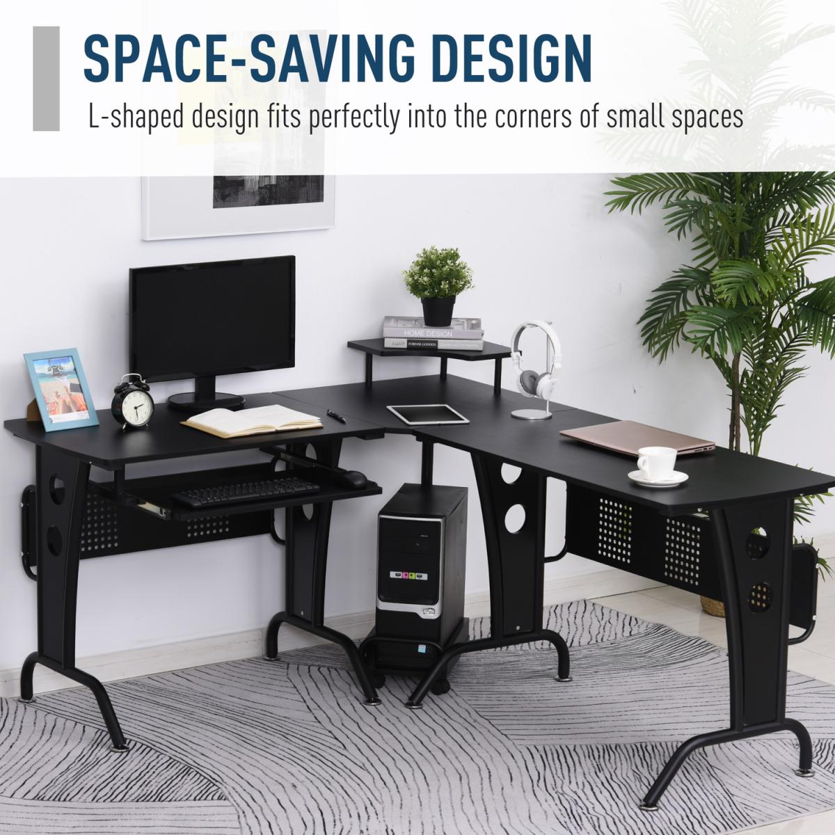 Space-Saving Corner Work Desk Gaming - Black – image 4