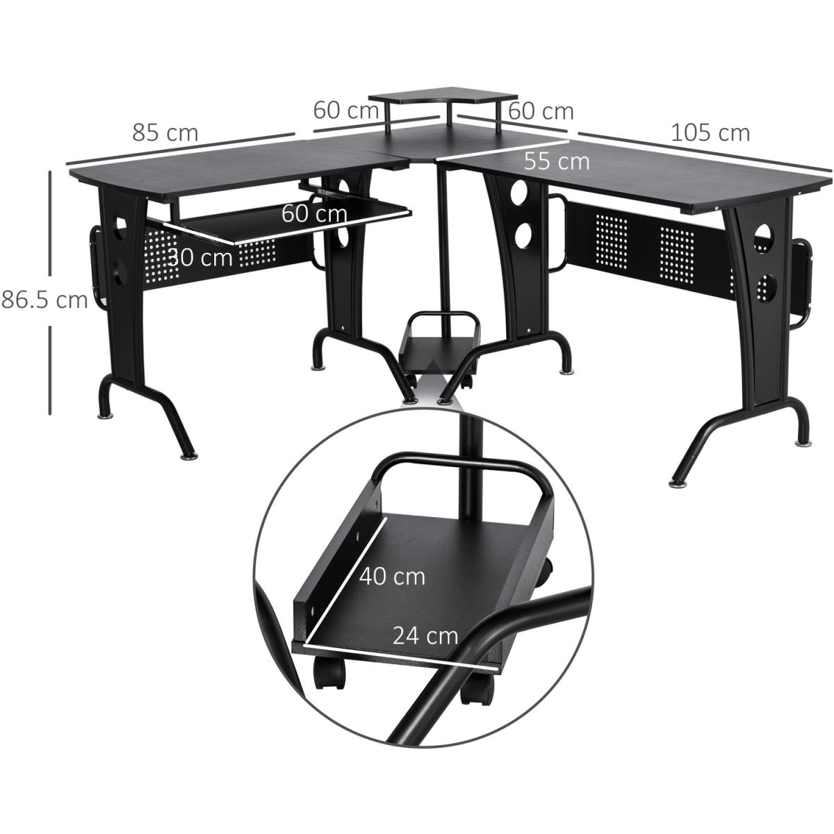 Space-Saving Corner Work Desk Gaming - Black – image 6
