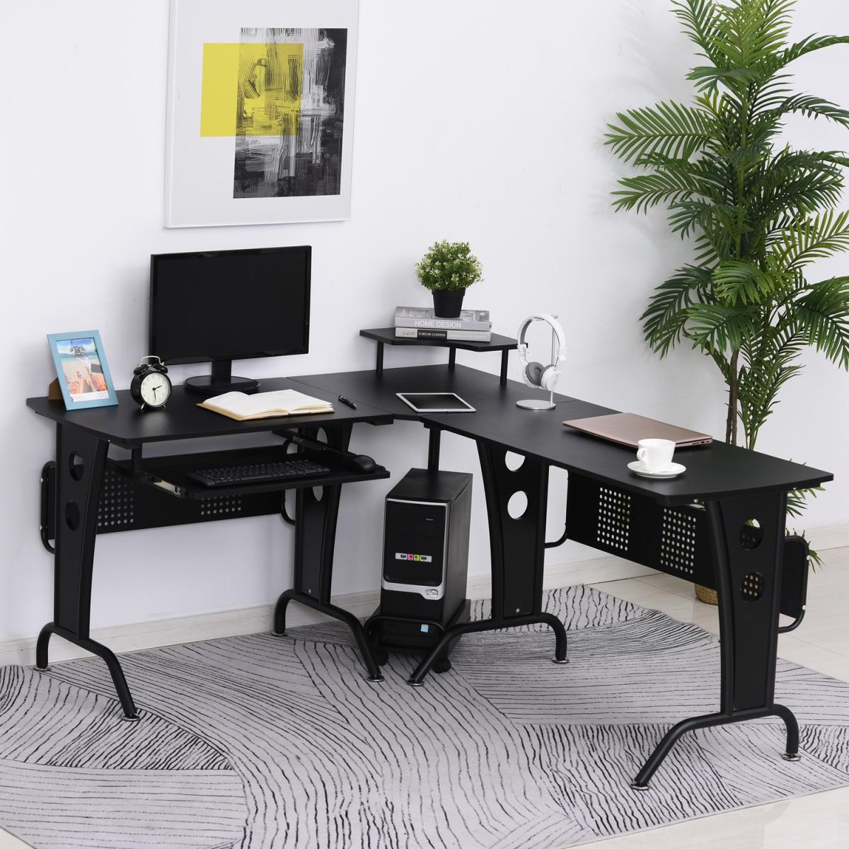 Space-Saving Corner Work Desk Gaming - Black – image 8