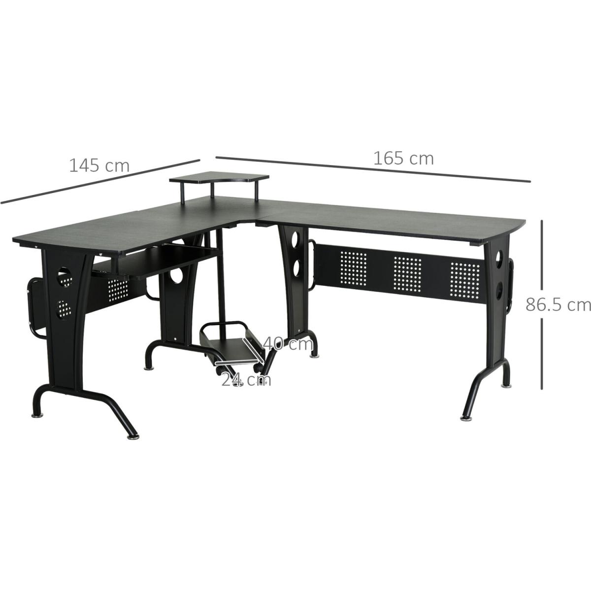 Space-Saving Corner Work Desk Gaming - Black – image 9